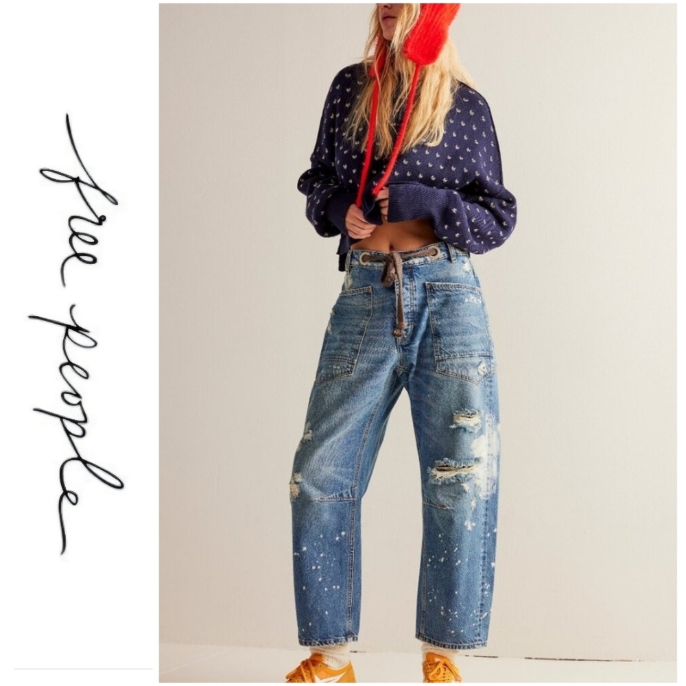 FREE PEOPLE We The Free Moxie Pull On Barrel Jeans / Calypso